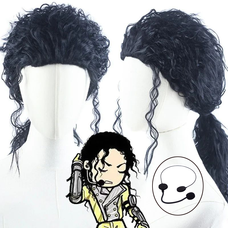 MJ Michael Cosplay Black Wig J - Anime Cosplay Long Black Hair recension och pris