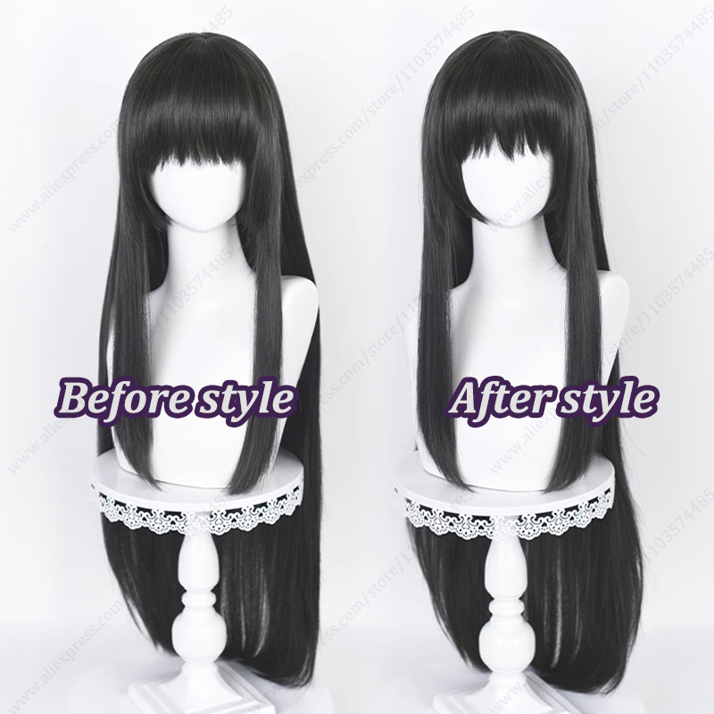 Akemi Homura 90cm Long Straigh - Anime Cosplay Long Black Hair recension och pris