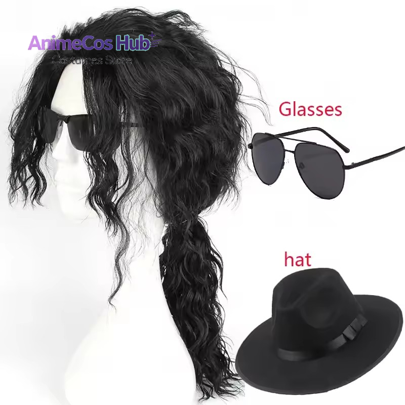 Anime Michael Jackson Cosplay  - Anime Cosplay Long Black Hair recension och pris